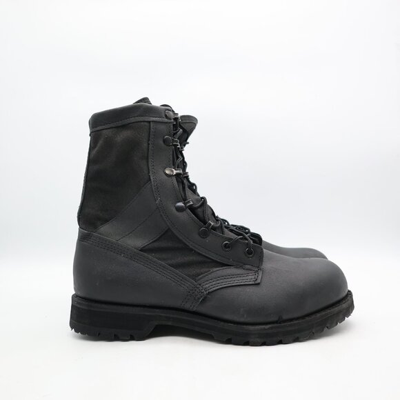 Belleville Boots Men's 10.5 Wide Black Leather Combat Vibram Steel Toe Boots USA - Picture 1 of 8